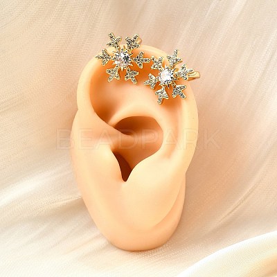 Brass Micro Pave Clear Cubic Zirconia Cuff Earrings EJEW-F370-25G-1