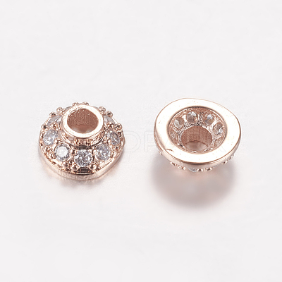 Brass Micro Pave Cubic Zirconia Bead Cap ZIRC-G122-51RG-RS-1