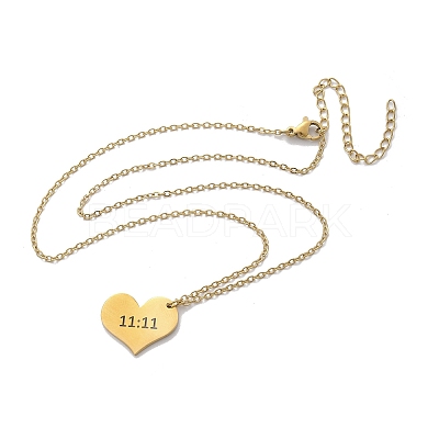304 Stainless Steel Number 11:11 Pendant Necklaces NJEW-NH0002-01G-01-1