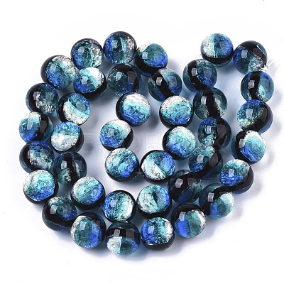 Handmade Silver Foil Glass Lampwork Beads Strands FOIL-T003-03A-1