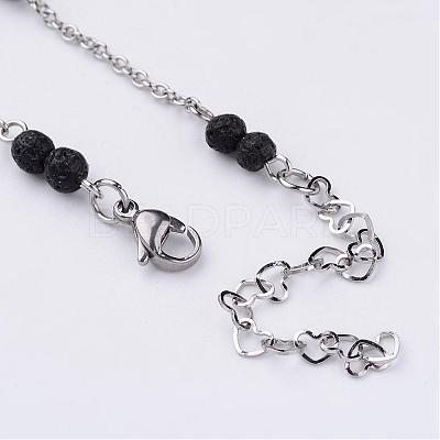 304 Stainless Steel Chain Anklets AJEW-AN00170-02-1