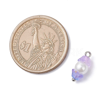 Baking Paint Pearlized Glass Imitation Pearl Pendants PALLOY-JF04300-01-1