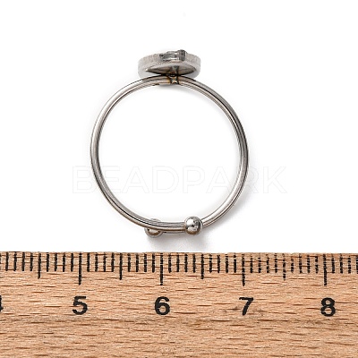 Adjustable 304 Stainless Steel Cuff Ring Components X-STAS-D372-09P-1