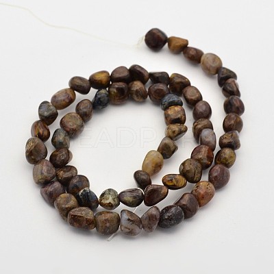 Natural Golden Silk Jade Bead Strands G-P070-11-1