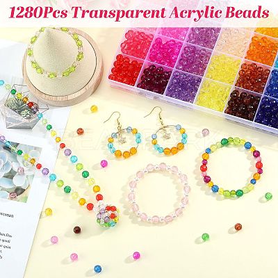1280Pcs 32 Colors Transparent Acrylic Beads TACR-SZ0001-20B-1