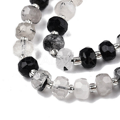 Natural Black Rutilated Quartz Beads Strands G-N327-08S-1