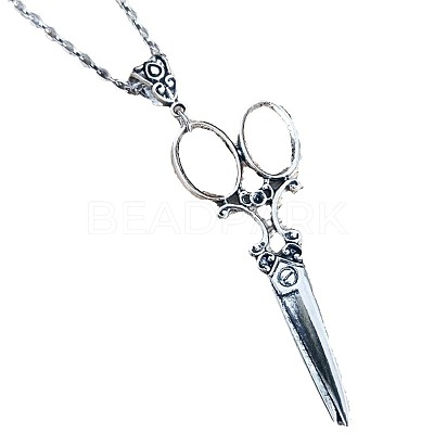 Vintage Alloy Scissors Shaped Pendant Necklaces for Women FS-WG6A66B-01-1