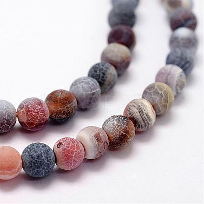 Frosted Natural Weathered Agate Beads Strands G-F367-8mm-07-1
