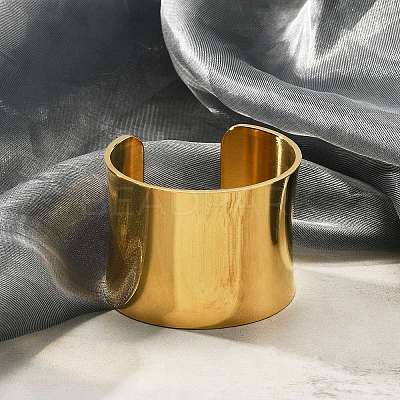 304 Stainless Steel Open Cuff Bangles BJEW-U015-01G-1