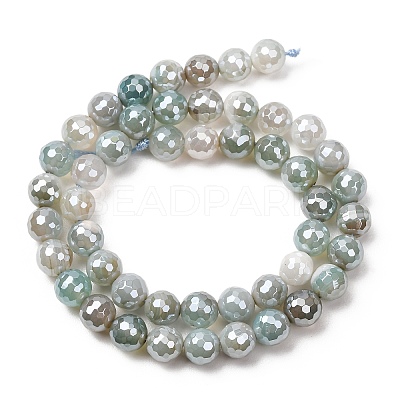Electroplated Natural Agate Beads Strands G-B191-A07-8mm-14-1