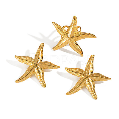 Stainless Steel Textured Starfish Stud Earring & Ring Sets FU0930-3-1