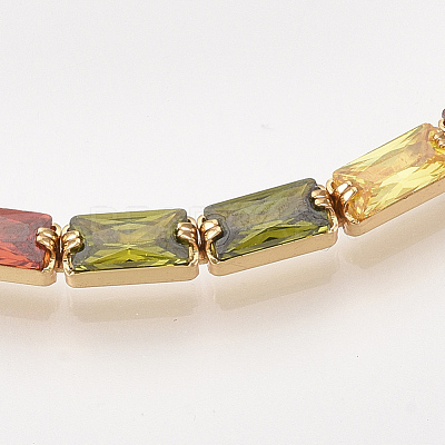 Adjustable Brass Cubic Zirconia Slider Bracelets BJEW-S142-01B-G-1