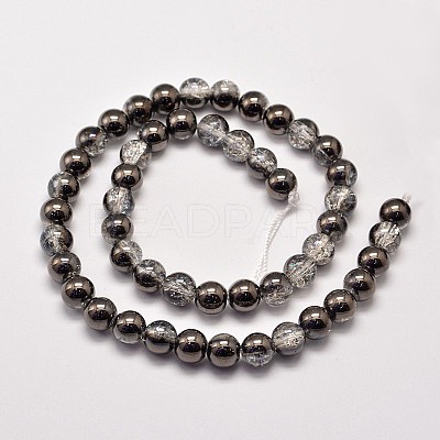 Electroplate Crackle Glass Round Bead Strands X-EGLA-J067-8mm-HP01-1