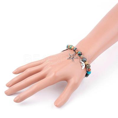 Natural Gemstone Charm Bracelets BJEW-JB03349-1