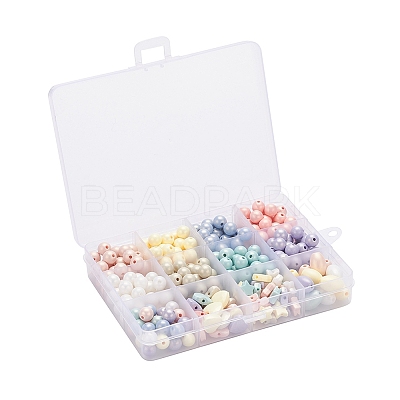333Pcs 12 Style Spray Painted Acrylic Beads MACR-YW0001-52-1