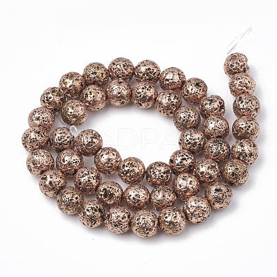 Electroplated Natural Lava Rock Beads Strands G-T098-01C-06-1