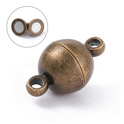 Round Brass Magnetic Clasps with Loops X-MC019-AB-1