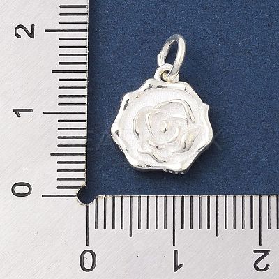 925 Sterling Silver Flower Charms with Jump Rings and 925 Stamp STER-M021-02S-01-1