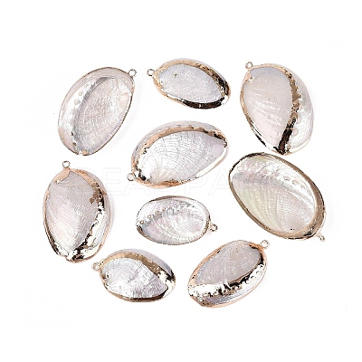 Electroplate Natural Paua Shell Pendants SSHEL-Q100-15KCG-1