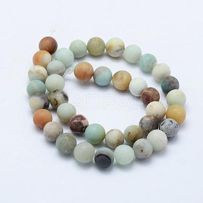 Natural Flower Amazonite Beads Strands G-F518-24-8mm-1