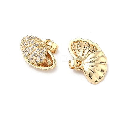 Brass Micro Pave Clear Cubic Zirconia Pendants KK-G557-30G-1