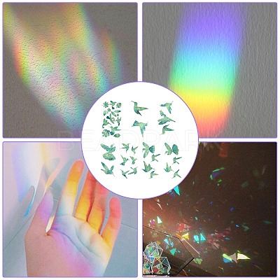 7PCS 2 Styles PVC Stickers Dazzling Color Window Stickers 3D Laser Hummingbird Electrostatic Glass Window Stickers JX828A-1