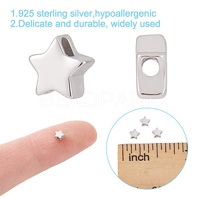 10Pcs Rhodium Plated 925 Sterling Silver Beads FIND-GO0002-59-1