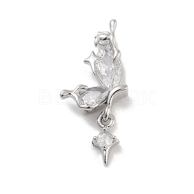 Brass Pave Clear Cubic Zirconia Pendants KK-Z061-14P-02-1