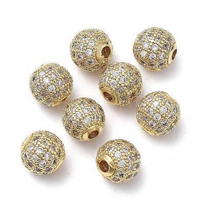 Brass Cubic Zirconia Beads ZIRC-F001-31G-1