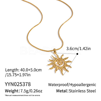 European 304 Stainless Steel Spiral Sun Hollow Pendant Necklaces LD6957-1-1