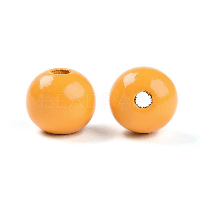 Painted Natural Wood Beads WOOD-A018-16mm-17-1