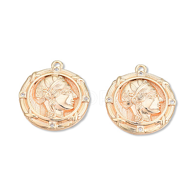 Brass Pave Clear Cubic Zirconia Pendants KK-N232-488-1