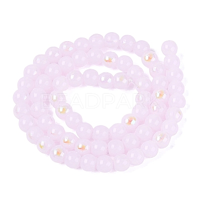 Electroplate Imitation Jade Glass Beads Strands EGLA-Q132-6MM-01B-03-1
