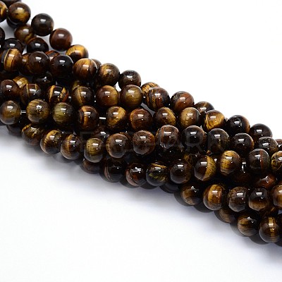 Natural Grade AB Tiger Eye Round Beads Strands X-G-O047-02-4mm-1
