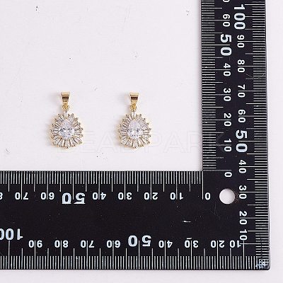 5Pcs Brass Clear Cubic Zirconia Pendants KK-SZ0001-96-1