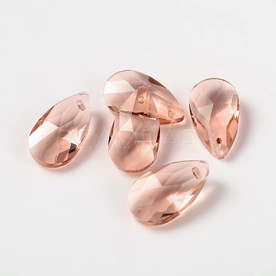 Faceted Teardrop Glass Pendants GLAA-O008-A10-1