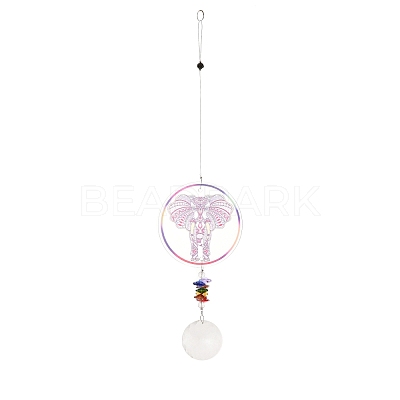 Glass Round Window Hanging Suncatchers DJEW-PW0010-04A-1
