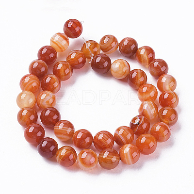 Natural Striped Agate/Banded Agate Bead Strands G-G962-8mm-14-1