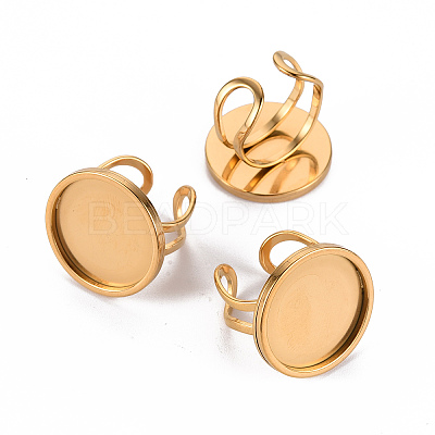 201 Stainless Steel Cuff Ring Findings X-STAS-S080-040F-G-1