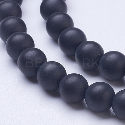 Frosted Glass Beads Strands G-D855-03-8mm-1