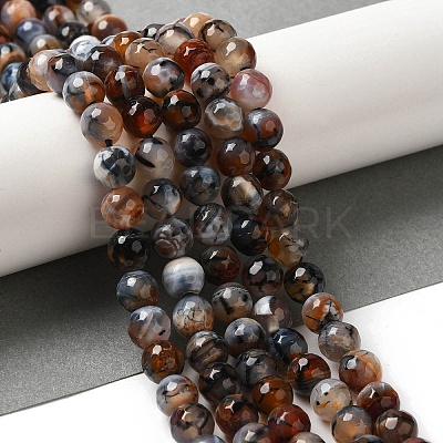 Dyed & Heated Natural Fire Crackle Agate Beads Strands G-P539-B01-15-1