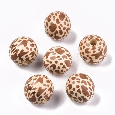 Printed Natural Wooden Beads X-WOOD-R270-06-1