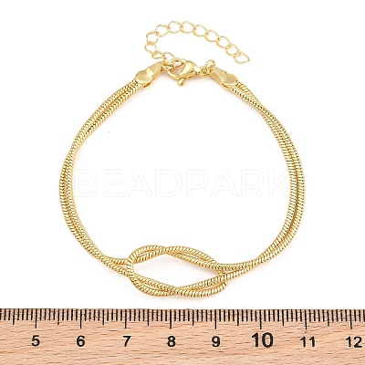 Brass Round Snake Chain Knot 2-Strand Bracelets for Women KK-CBA68DA-17C-G-1