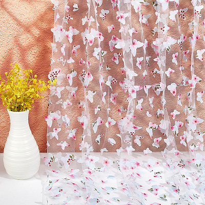 Gradient 3D Butterfly Polyester Gauze Fabric AJEW-WH20006-148A-1