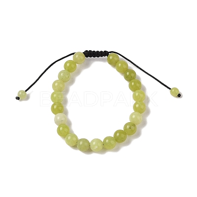 8mm Round Natural Lemon Jade Braided Bead Bracelets BJEW-C067-01B-02-1