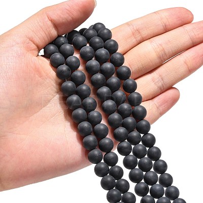 Dyed & Heated Natural Black Agate Beads Strands X-G-H1617-1