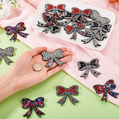 16Pcs 4 Colors Bowknot Rhinestone Patches PATC-TA0001-18-1