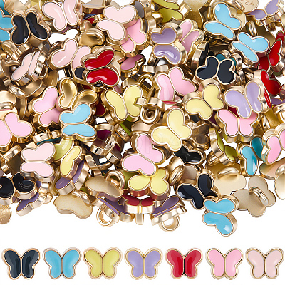 140Pcs 7 Colors Alloy Enamel Buttons FIND-GF0008-28-1