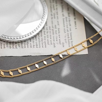 Rhombus Hollow Diamond 304 Stainless Steel Choker Necklaces FS-WGEDF7A-01-1