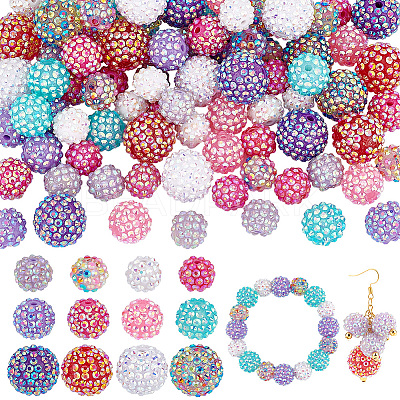 96Pcs 16 Style Resin Rhinestone Beads RESI-PH0002-15-1